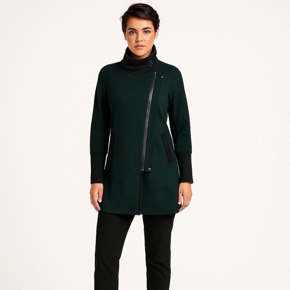 Cabi 3725 Renaissance Asymmetrical Zip Long Sleeve Coat Womens Large NWT